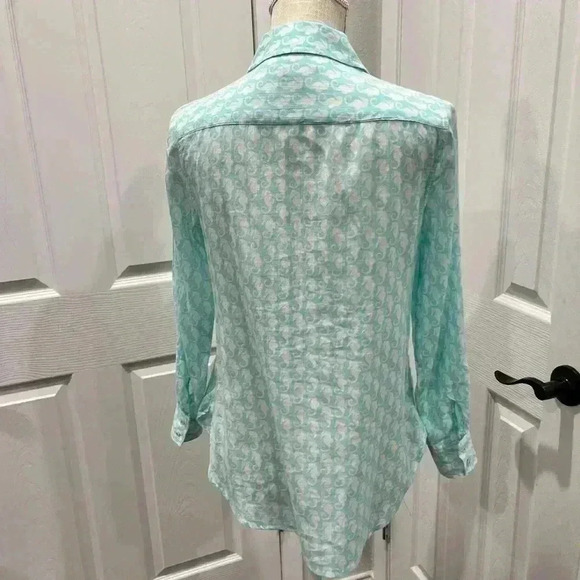 Talbots Petite Sea horse print button front shirt seaside vacation beach - Picture 8 of 9